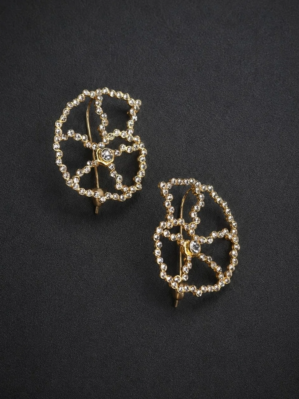 Anthropologie Gold-Plated Rhinestone Seashell Earrings
